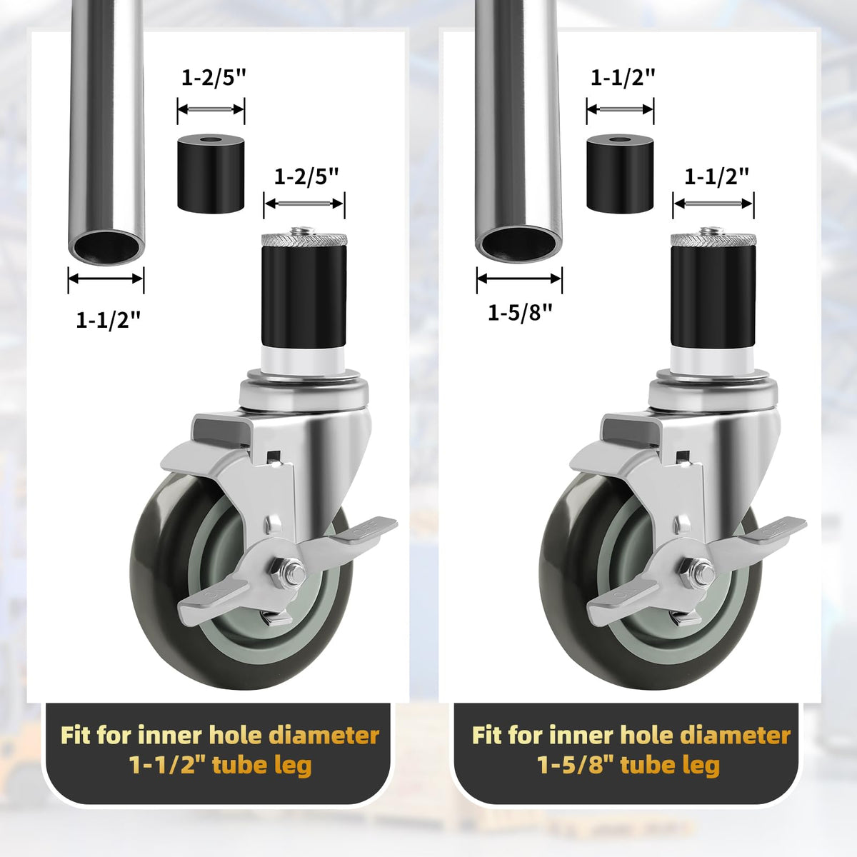 4 Inches Stem Caster Set of 4 with Side Brake L865