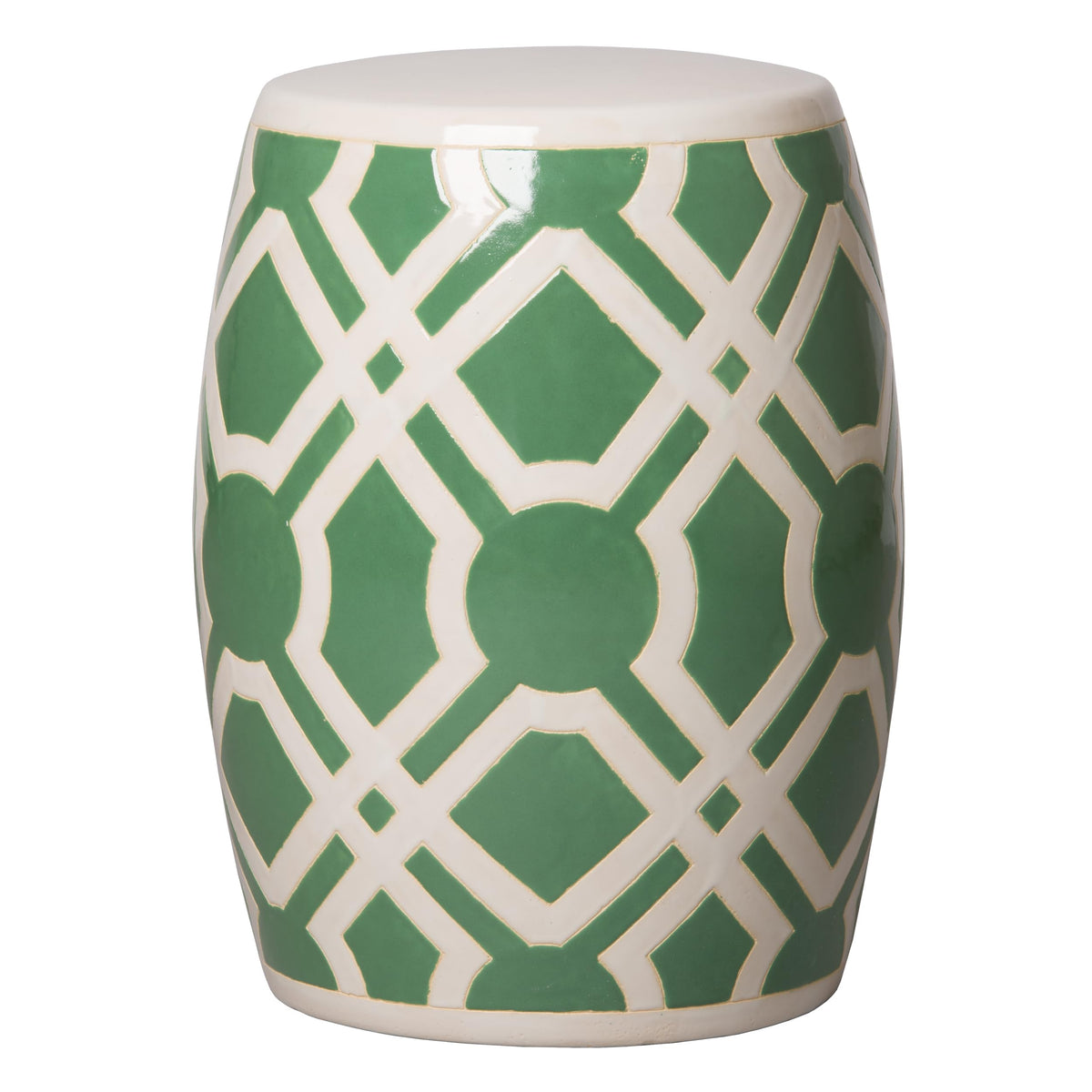 18 in. Glossy Glaze Meadow Green Round Ceramic Garden Stool Q506