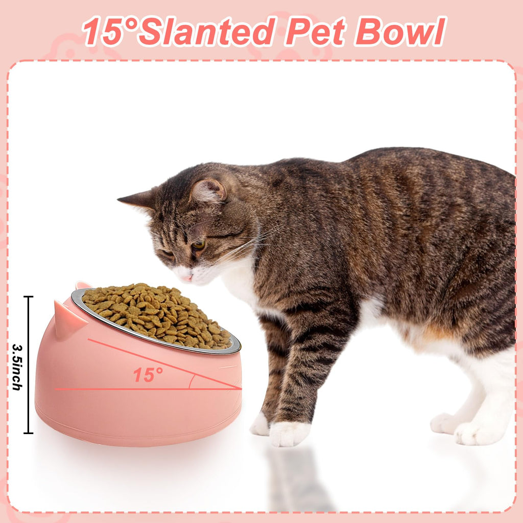 7 Pcs Stainless Steel Raised Cat Food Bowl O448