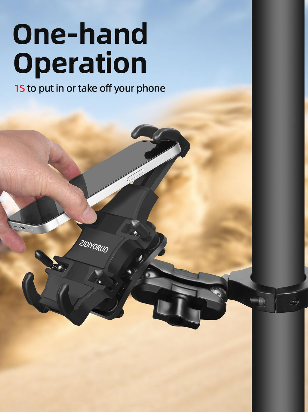 UTV Phone Mount Holder with Vibration Dampener U6502