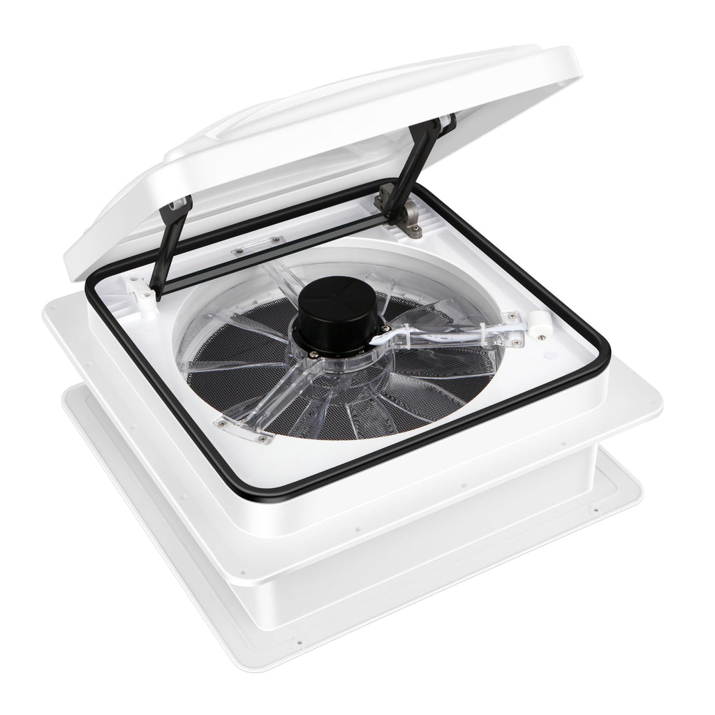 RV Roof Vent Fan 6-Speed-Reversible White D491305