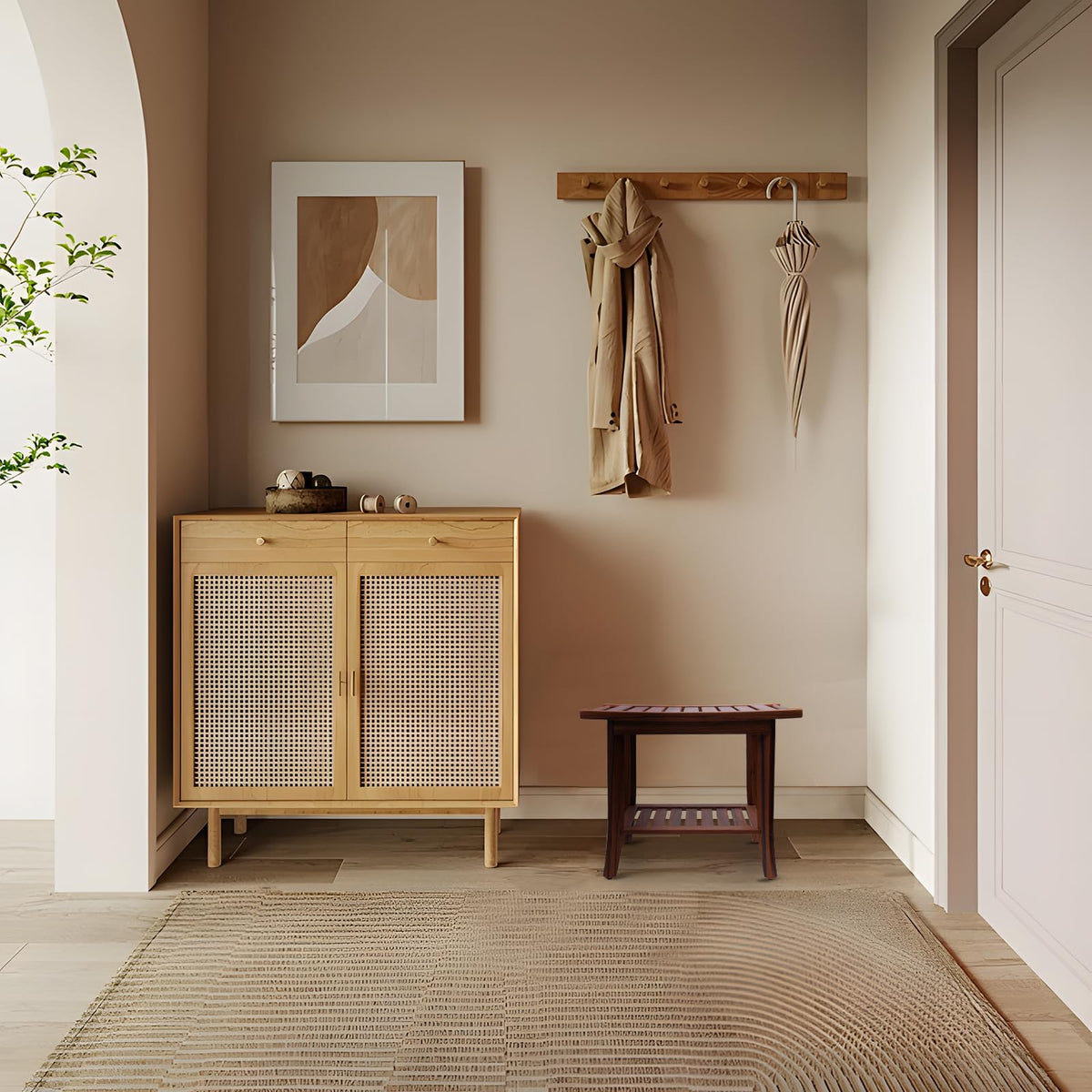 Teak Wood Shower Bench 22"×13"×19" G93084