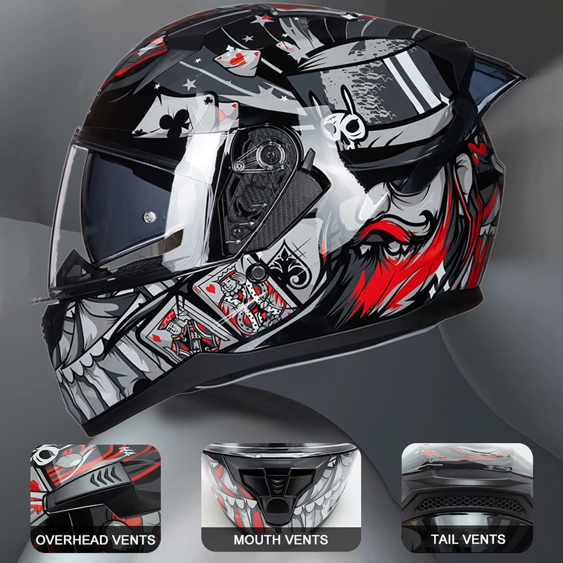 Bluetooth Motorcycle Helmet Anti-Fog Flip Up Full Face DOT Approved K737002