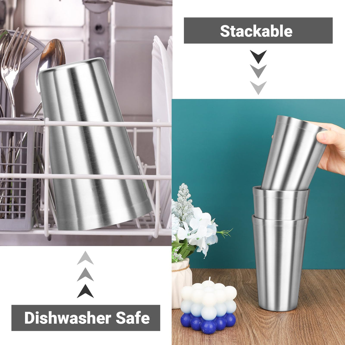 16 oz Stainless Steel Insulated Tumbler 8 Pack Y587