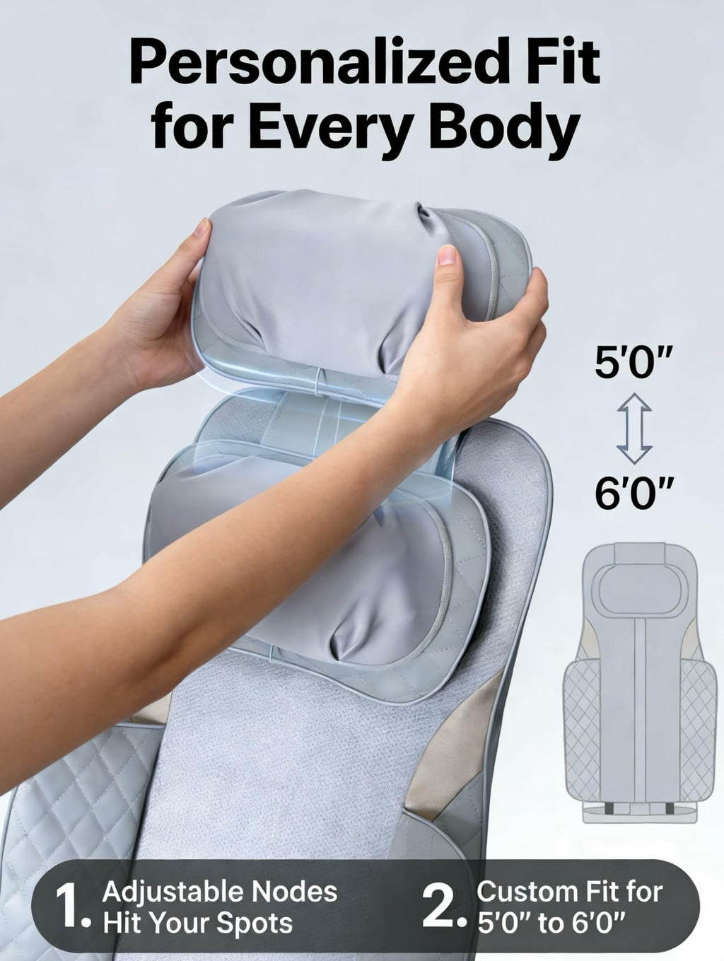 Gray Shiatsu Massage Chair Pad with Heat T289908