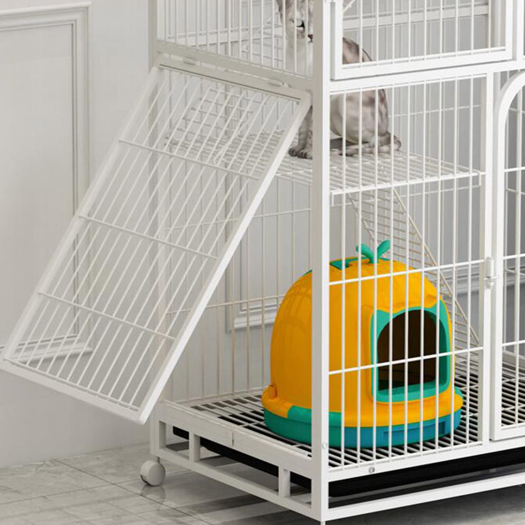 Large 3-Tier Metal Wire Cat Cage with Hammock and Casters K65353