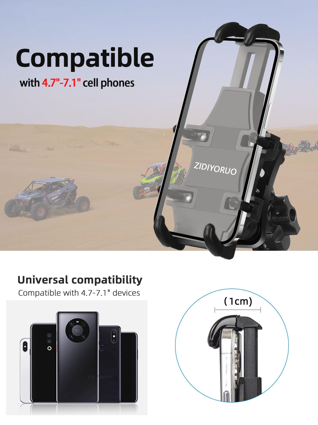 UTV Phone Mount Holder with Vibration Dampener U6502