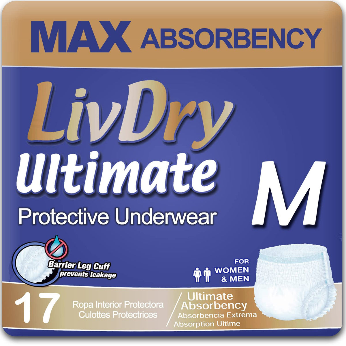 Adult Incontinence Underwear, Medium, 17-Pack B92210
