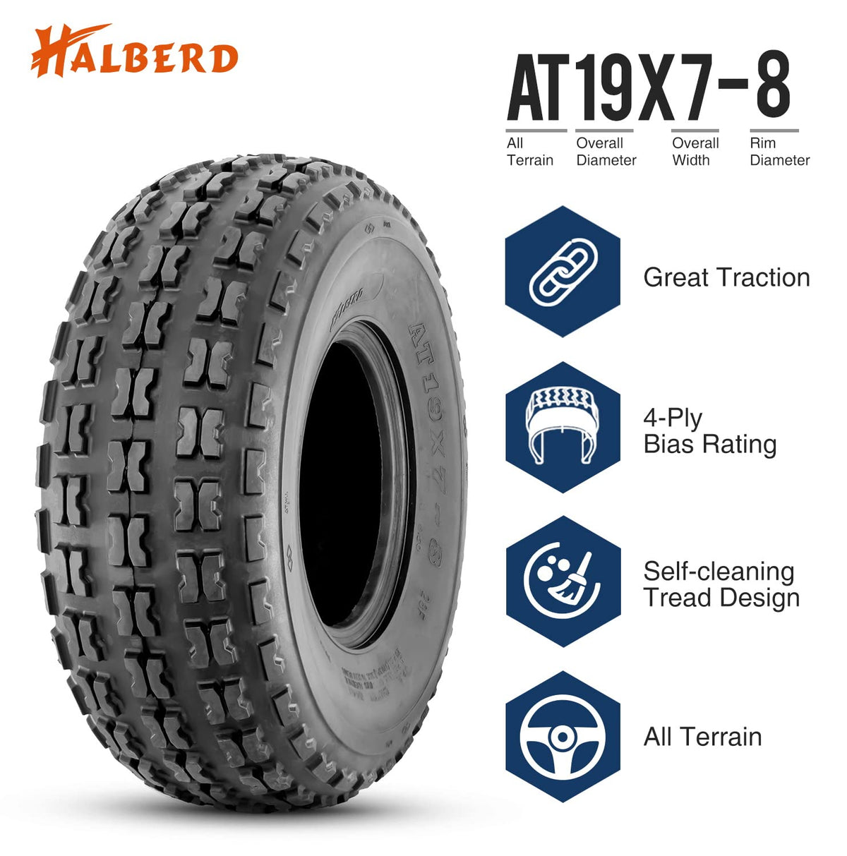 19x7-8 ATV Tires Set of 2 Tubeless All Terrain H32305