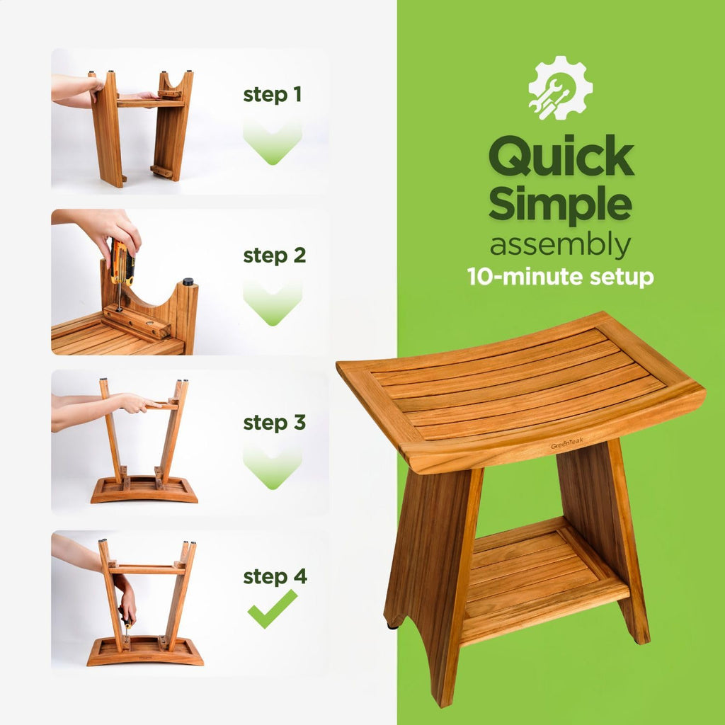 18" Teak 2-Tier Shower Bench B282