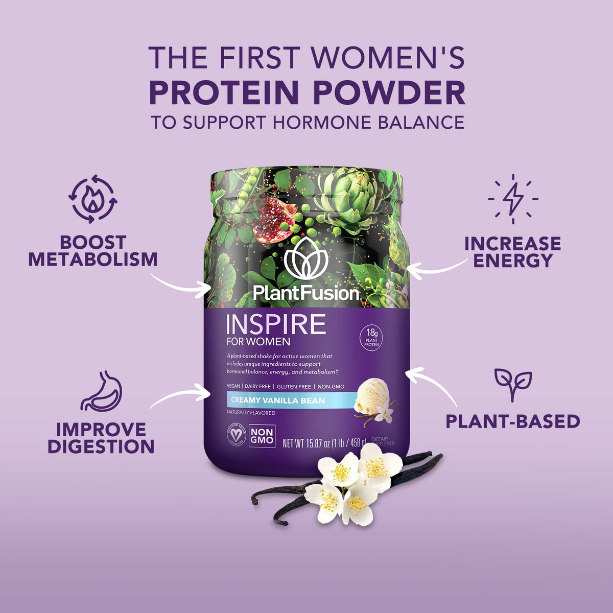 Plant Protein Powder Creamy Vanilla Bean 1 lb Q860933