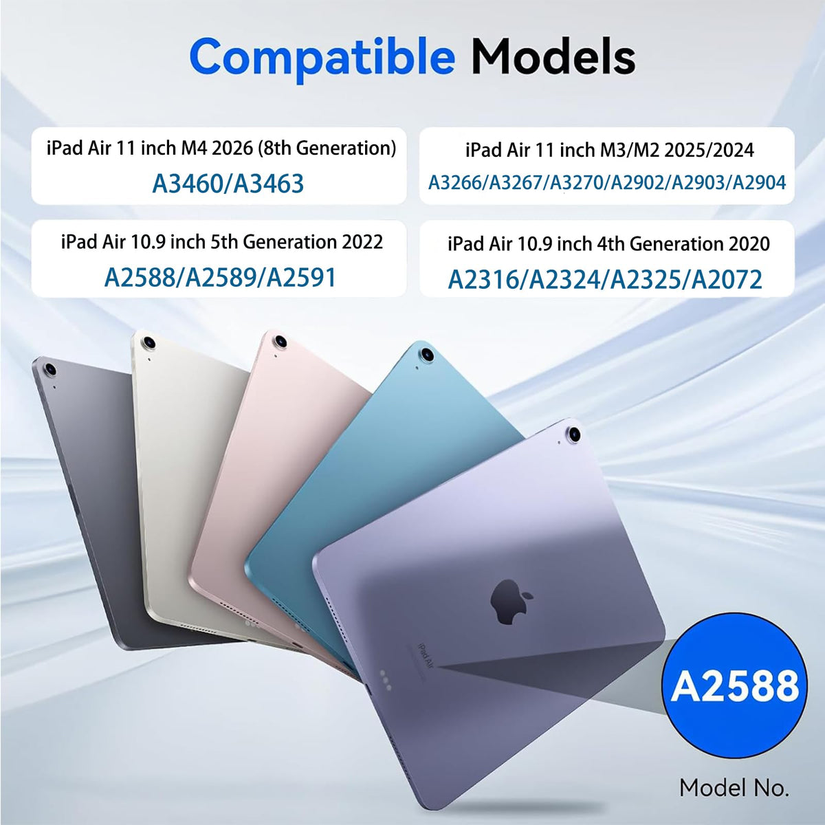 Clear Case for iPad Air 11 inch & 10.9" with Pencil Holder, Gray X9304