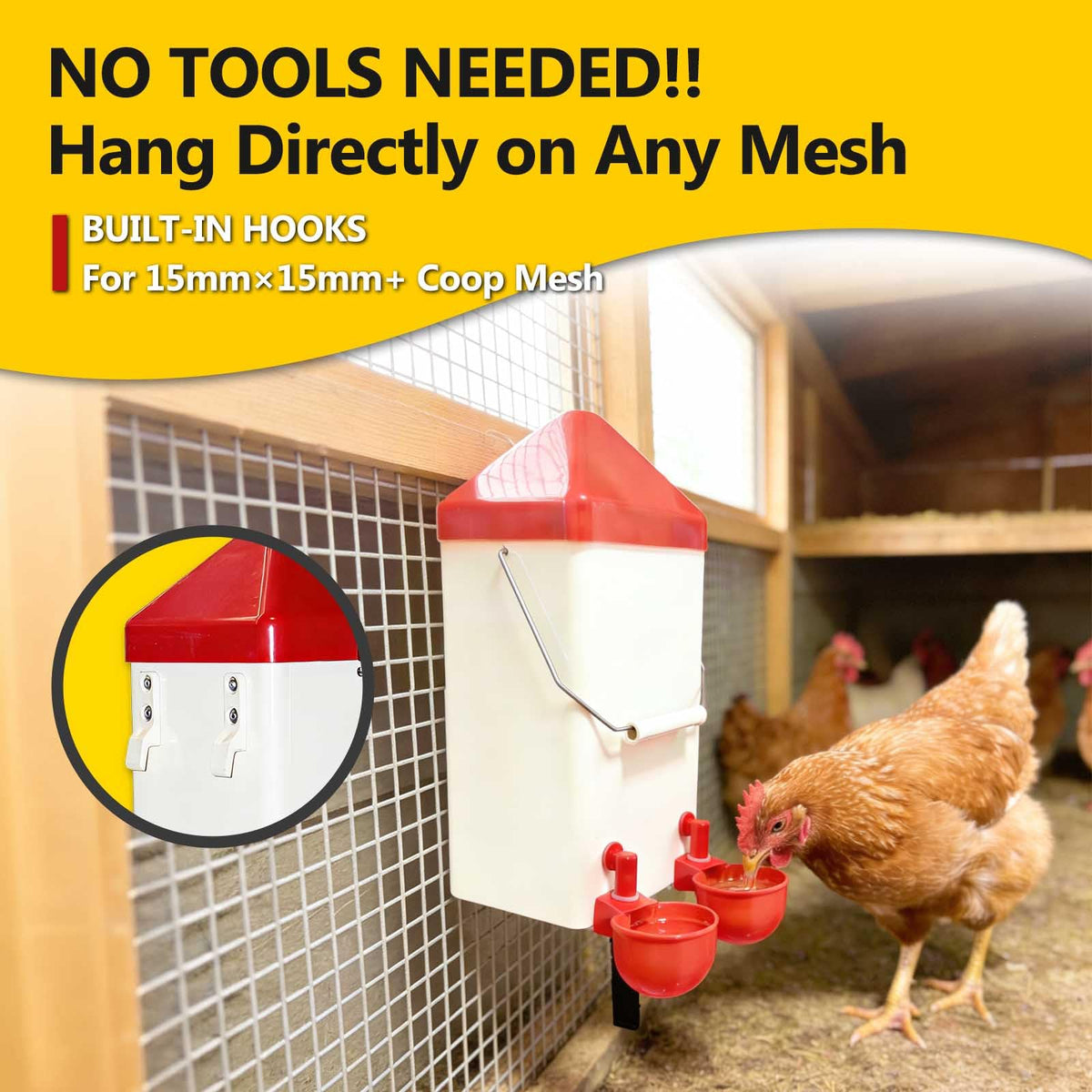 PVC Hanging Chicken Waterer with Hook, 1 Gal B28410