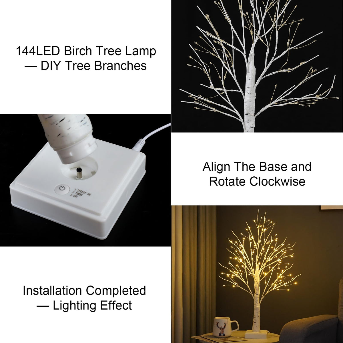 2 Pack Artificial Tree Lamp with Timer J724