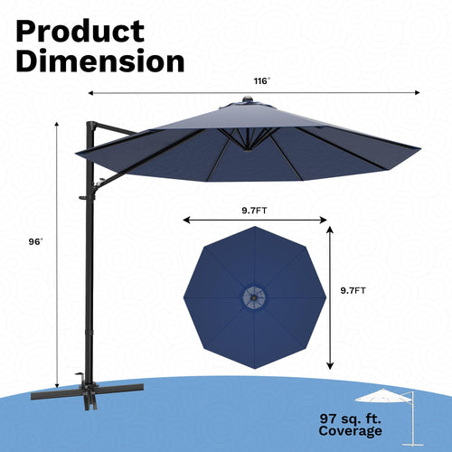 10ft Navy Blue Cantilever Patio Umbrella A7716