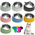 7 Pcs Stainless Steel Raised Cat Food Bowl O448