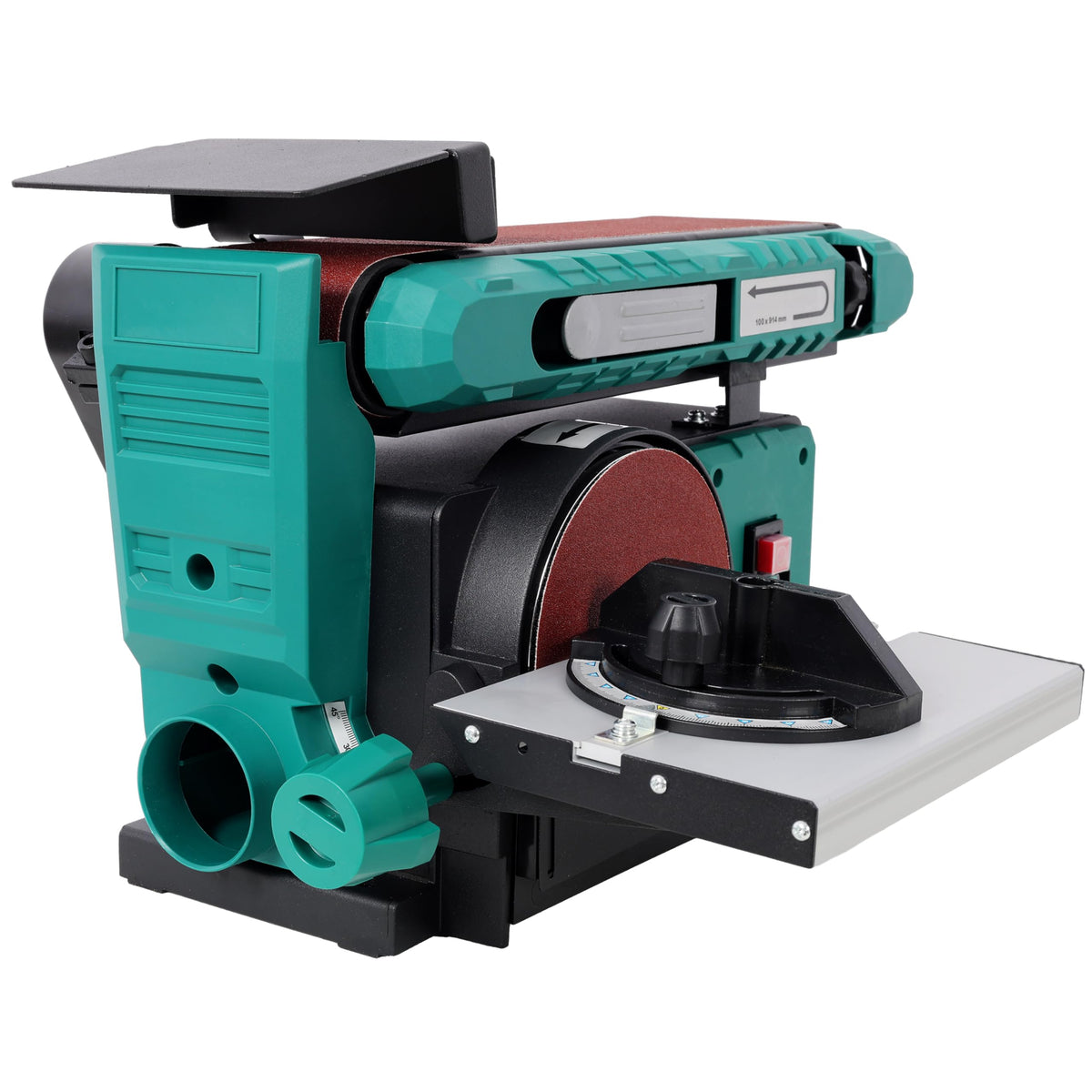 Benchtop Belt and Disc Sander 4x36 Inch Belt 6 Inch Disc Adjustable 0-90 Degree Tilt Green Y656721