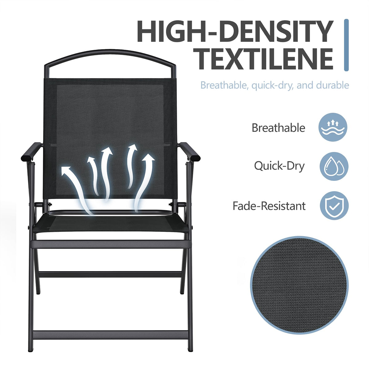 Folding Outdoor Chairs Set of 2 Black N562