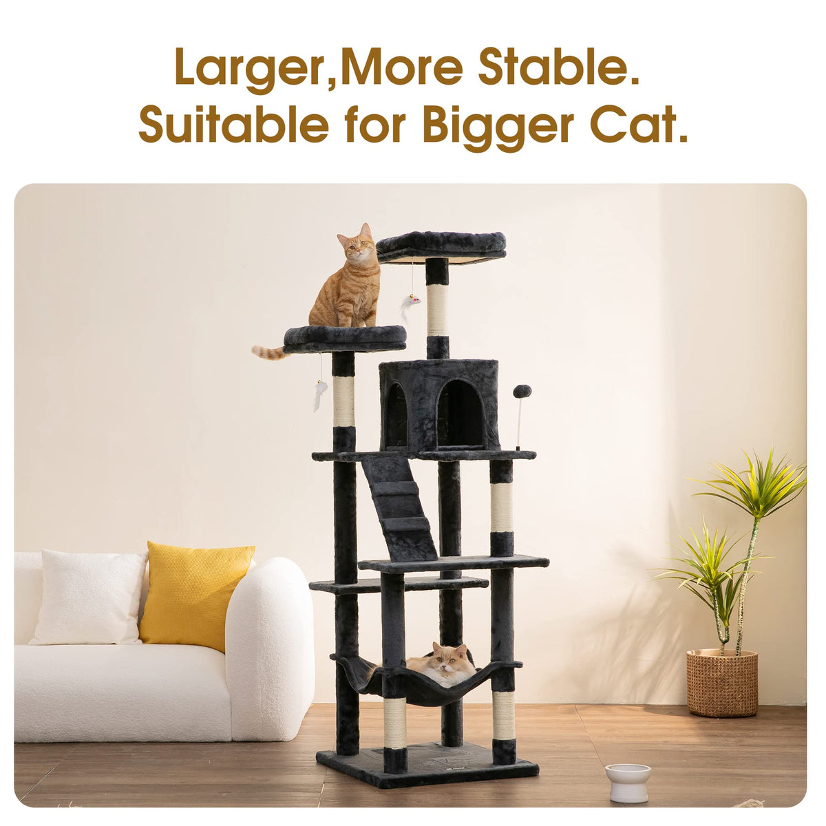 70.1-Inch Multi-Level Plush Cat Tree with Hammock M15371
