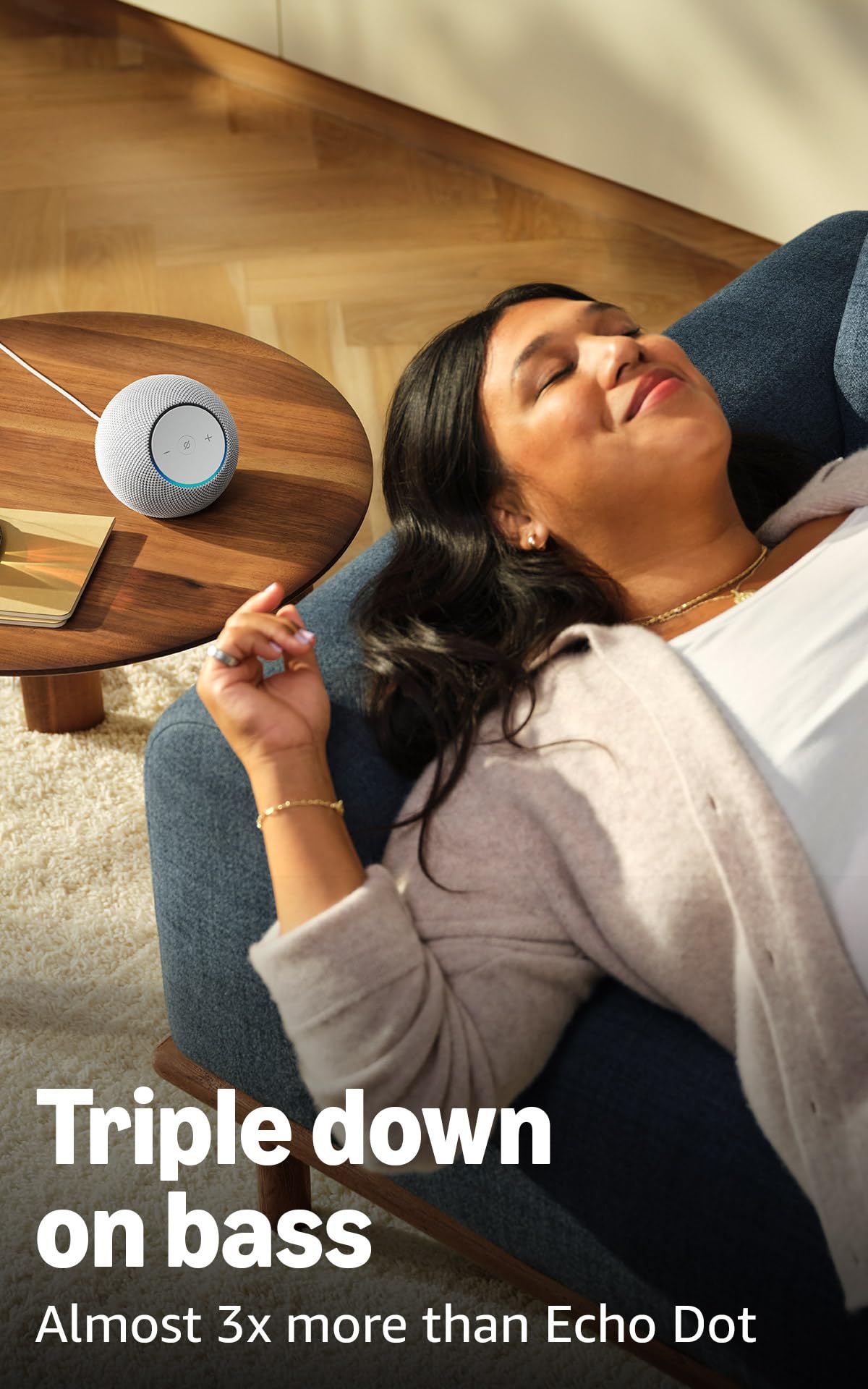 Alexa speaker with room-filling sound and nearly 3x bass O609