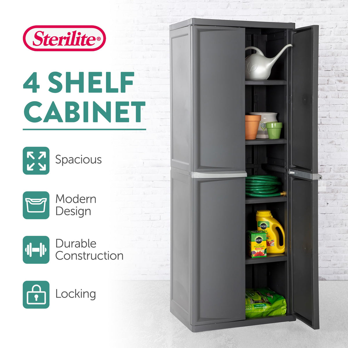 4 Shelf Lockable Utility Storage Cabinet W8780