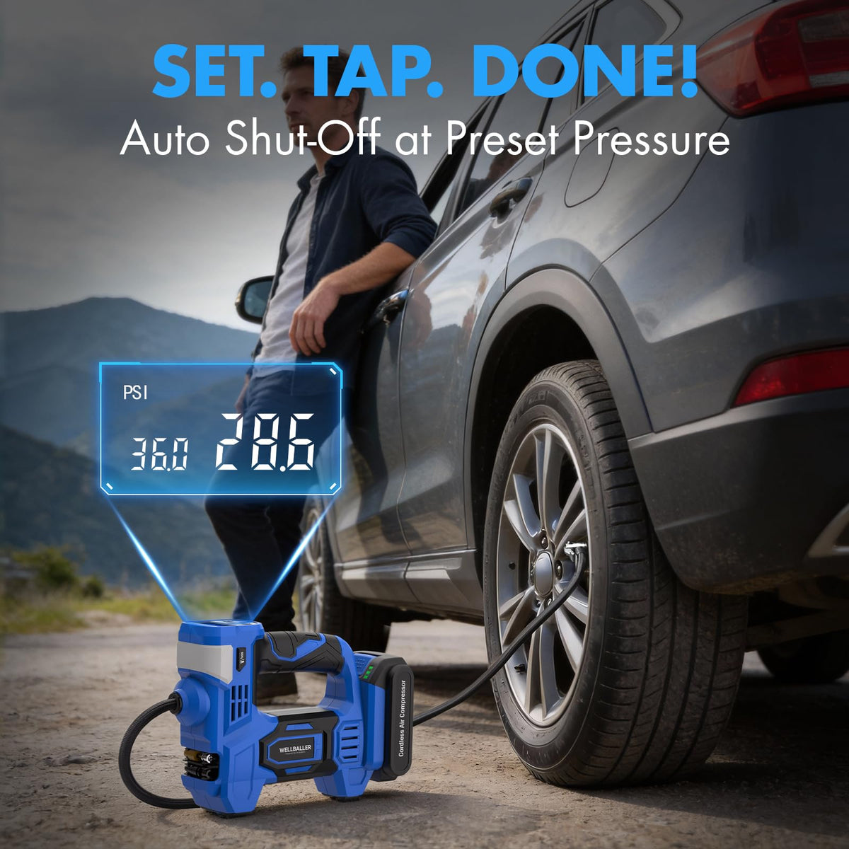 20V Cordless Portable Air Compressor 150PSI O1498