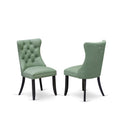 Button Tufted Nailhead Willow Green Polyester Upholstered Dining Chairs, Set of 2 R170843