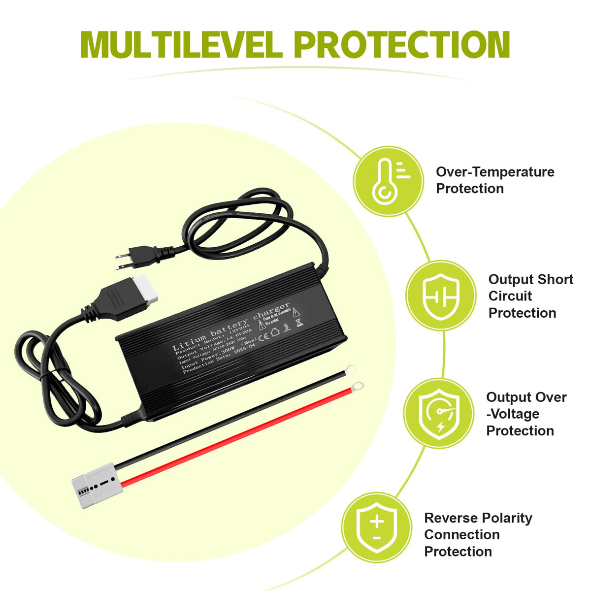 14.6V 20A LiFePO4 Battery Charger with Anderson Connector H453