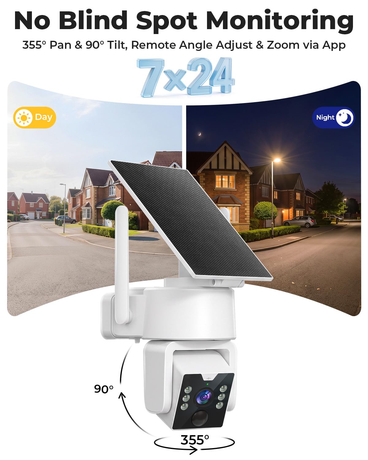 4MP Solar Powered 360° PTZ Outdoor Security Camera M939
