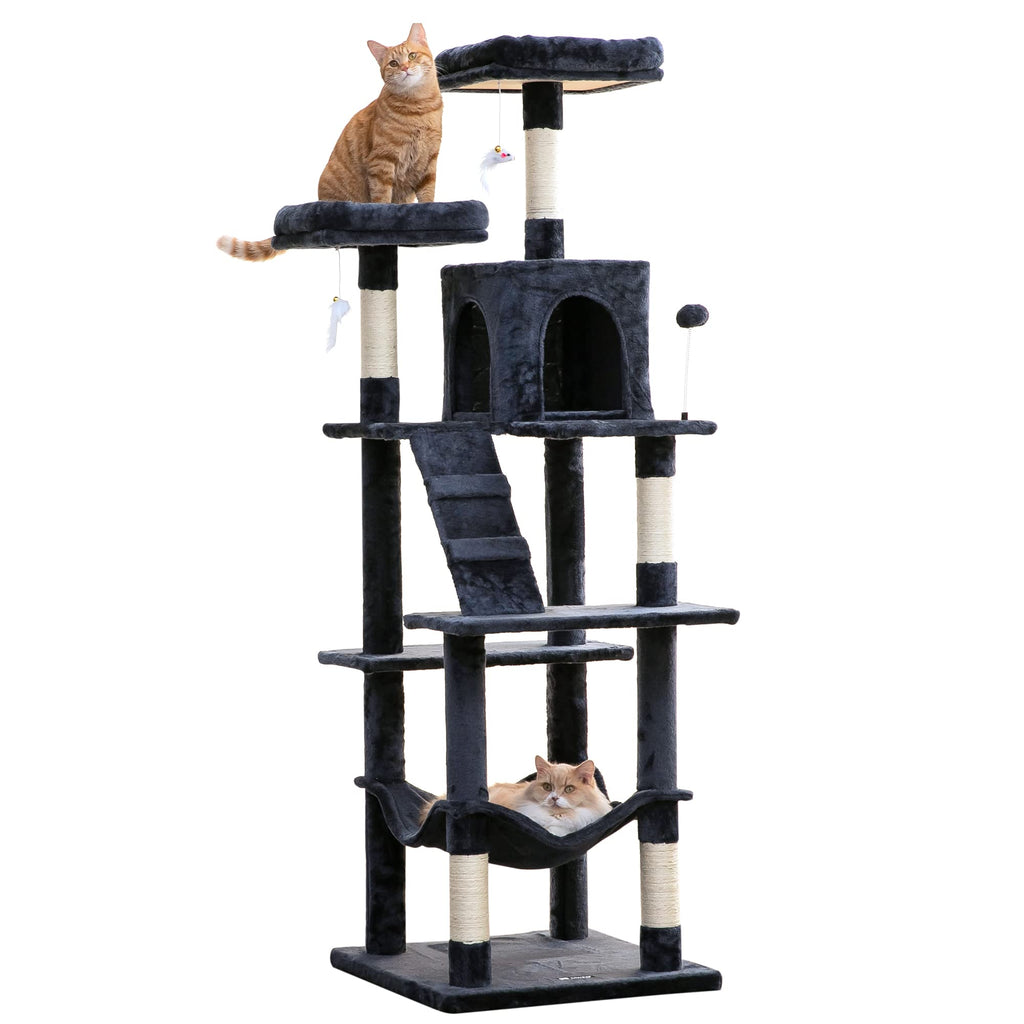70.1-Inch Multi-Level Plush Cat Tree with Hammock M15371