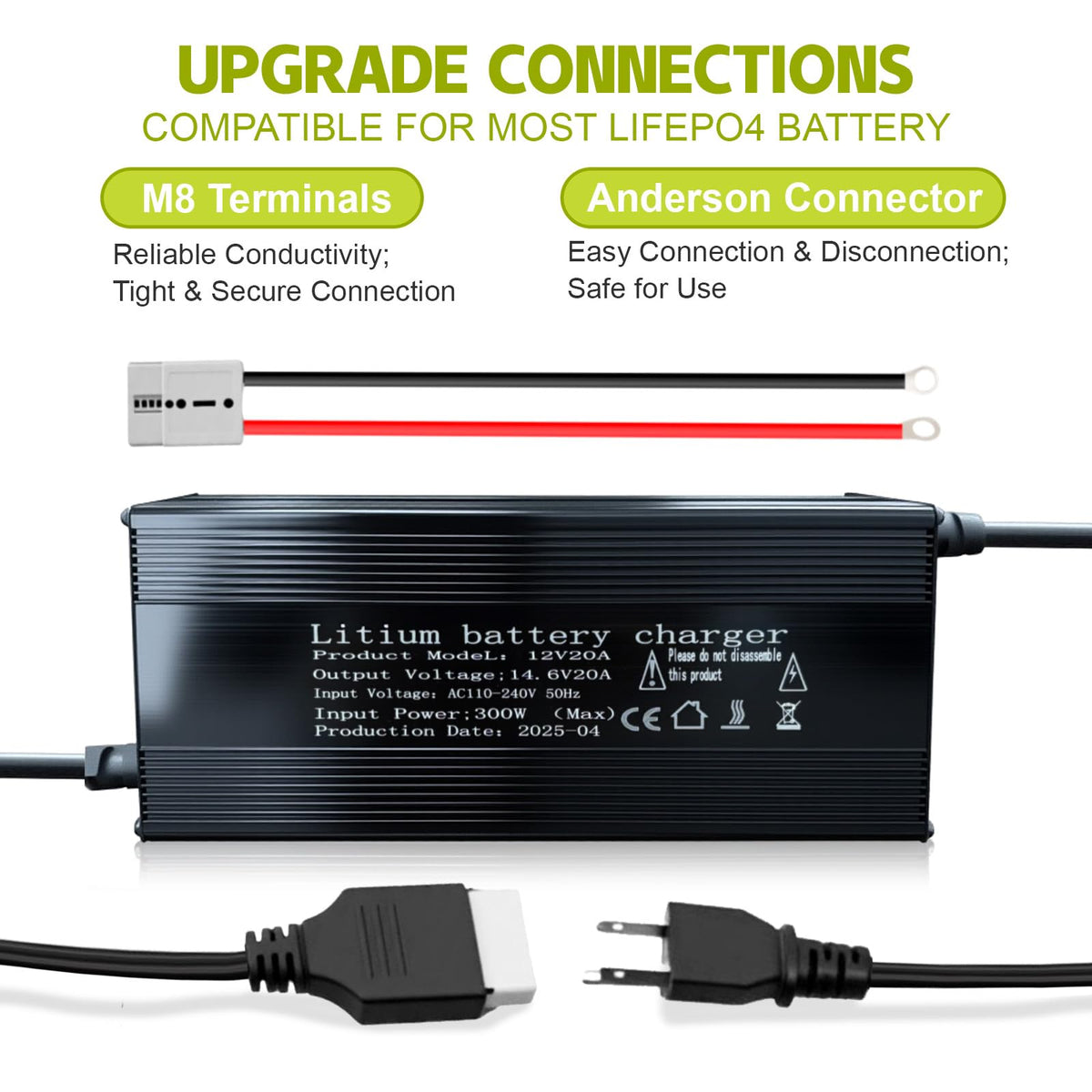 14.6V 20A LiFePO4 Battery Charger with Anderson Connector H453
