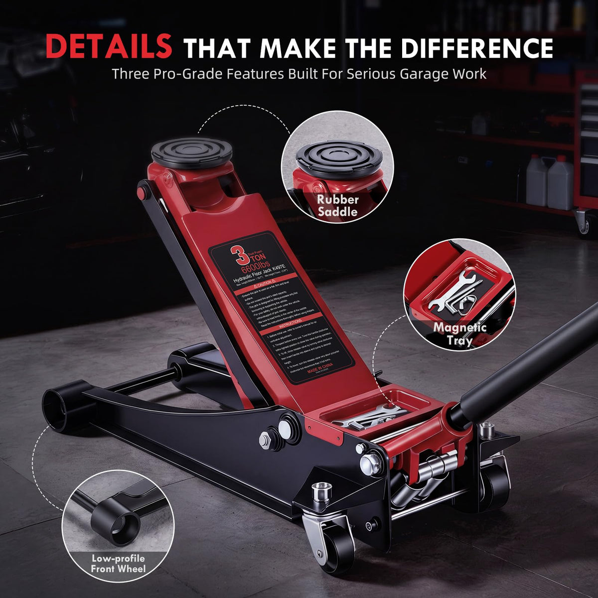 3 Ton Low Profile Hydraulic Floor Jack J144459