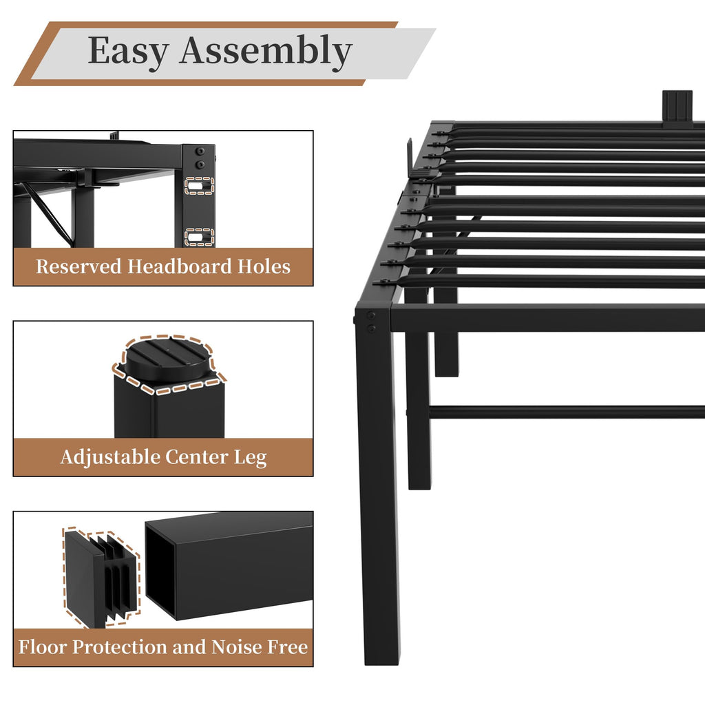 18 Inch Queen Size Black Metal Platform Bed Frame Z252178
