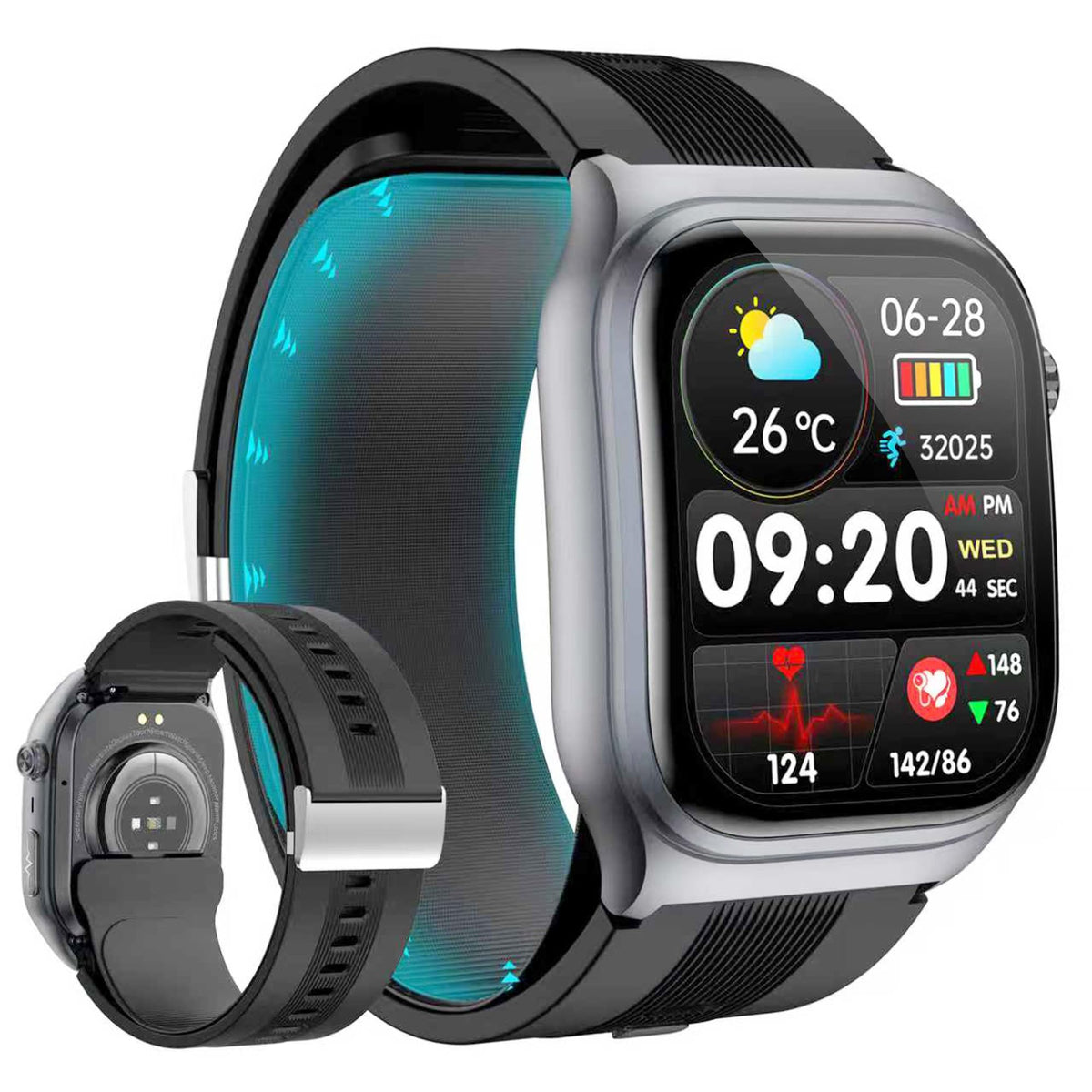 Black Blood Pressure Smart Watch Fitness Tracker K2845