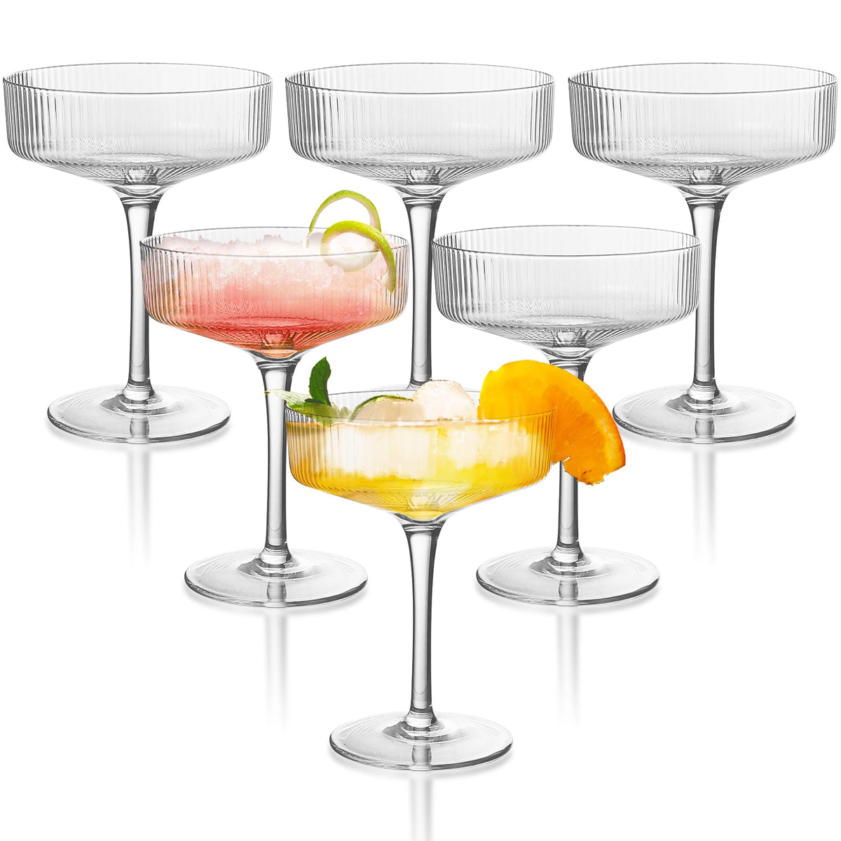 Champagne Coupe Glasses Set of 6, 8 oz Crystal Cocktail Glassware R883010