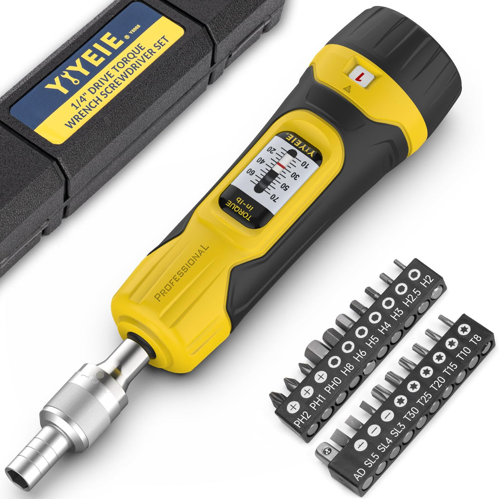 1/4" Ratchet Torque Screwdriver, 10-70 in-lbs, S2 Hex Bits M9372