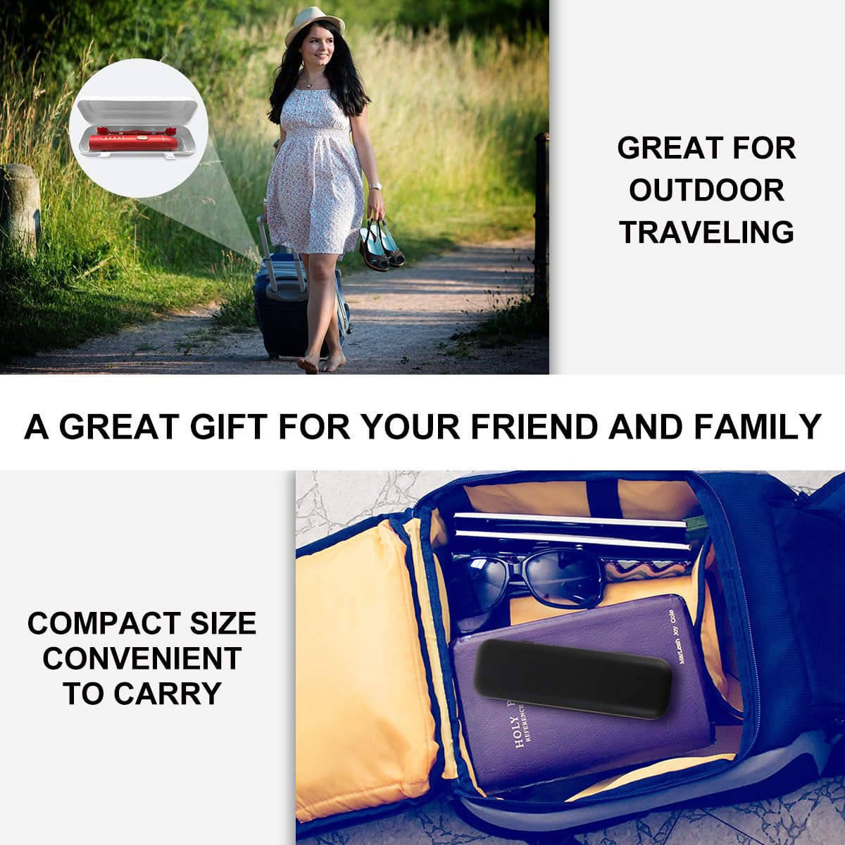 Electric Toothbrush Travel Case 2Pcs Set Black and White Y107