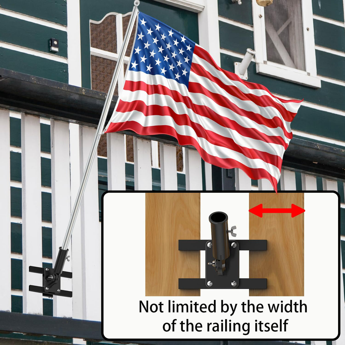 White Flagpole Mount for Round and Square Railing K59957