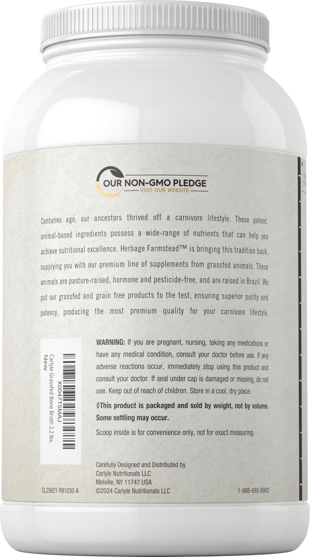 Grass Fed Bone Broth Protein Powder 35.2 oz 20g Protein Non-GMO Gluten Free A3530