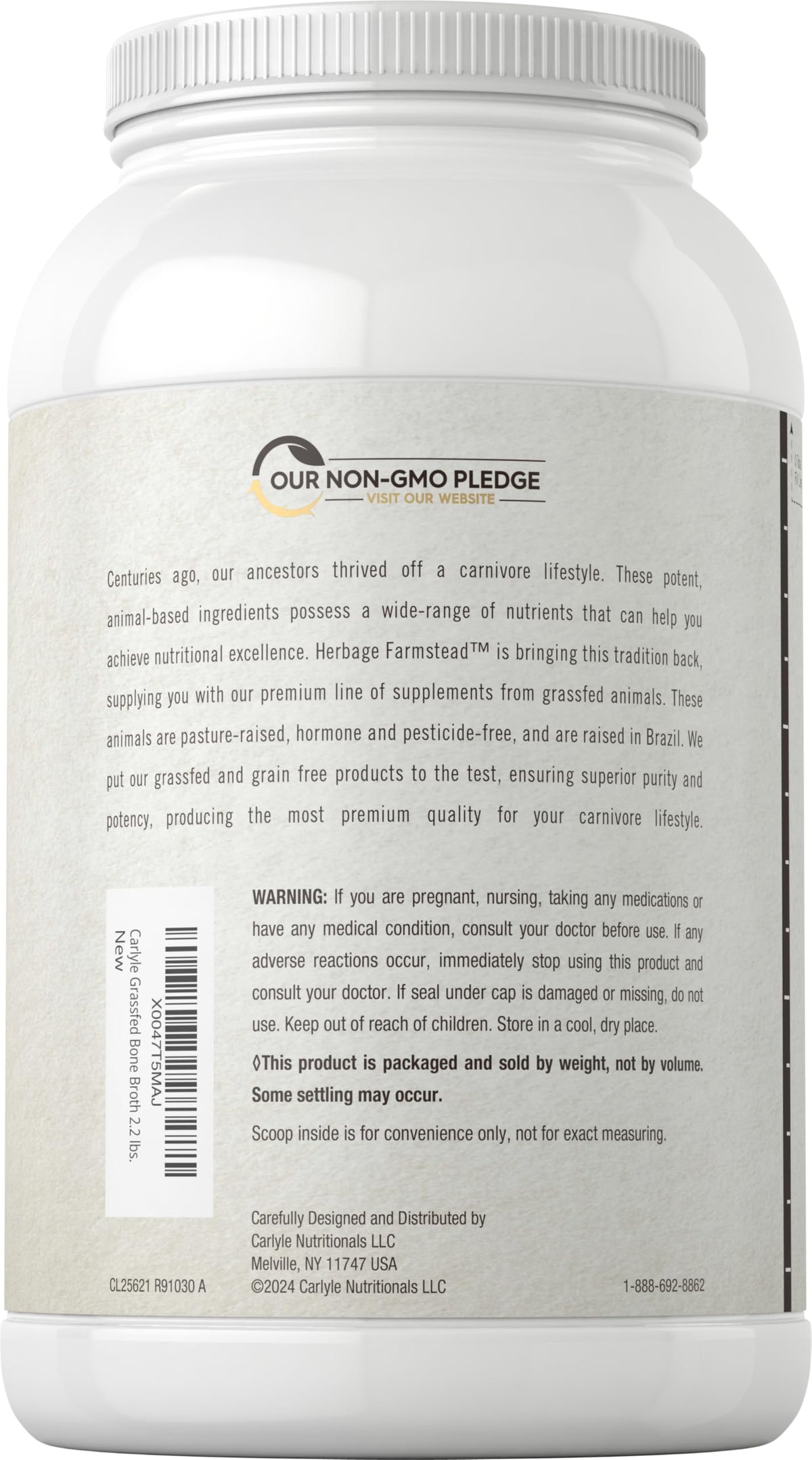 Grass Fed Bone Broth Protein Powder 35.2 oz 20g Protein Non-GMO Gluten Free A3530