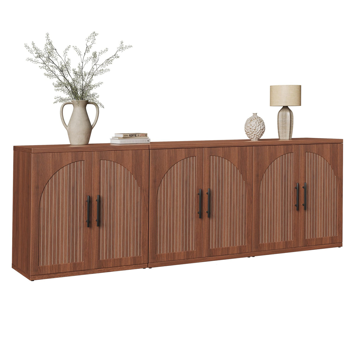 63" Fluted Walnut Credenza with Adjustable Shelf V415