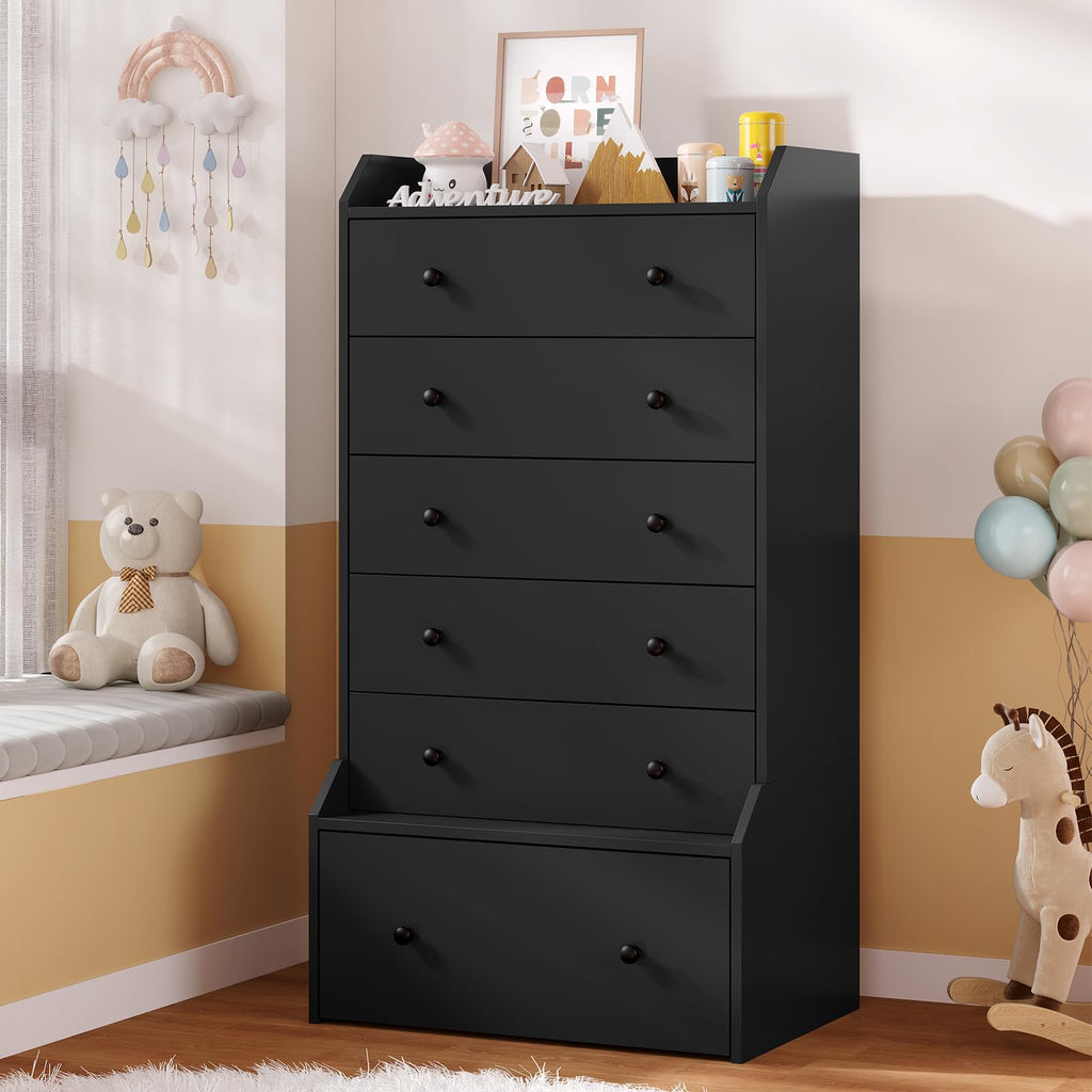 6 Drawer Tall Black Dresser N5852