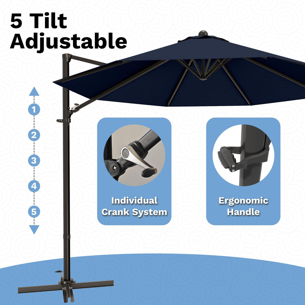 10ft Navy Blue Cantilever Patio Umbrella A7716