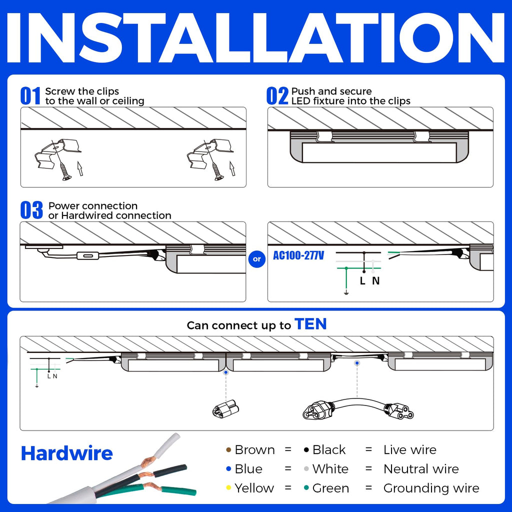 2FT LED Shop Lights 4 Pack D73319