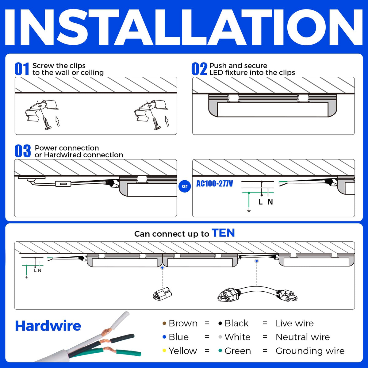 2FT LED Shop Lights 4 Pack D73319