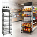 5 Tier Metal Candy Display Rack with Wheels & 15 Hooks O893233