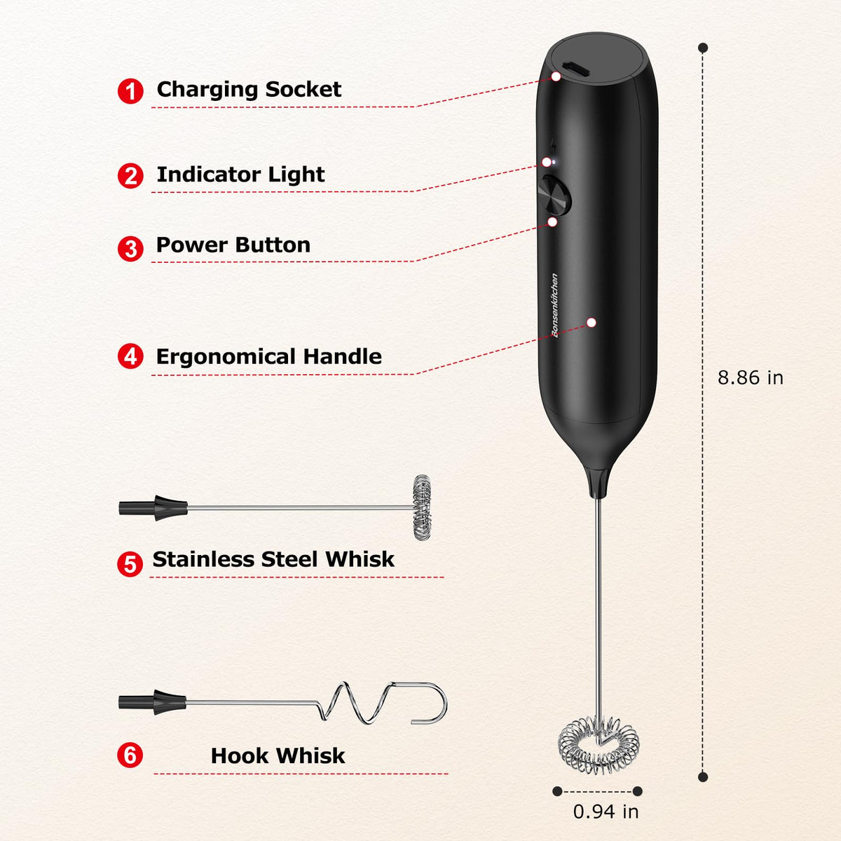 Rechargeable Handheld Milk Frother Q4809