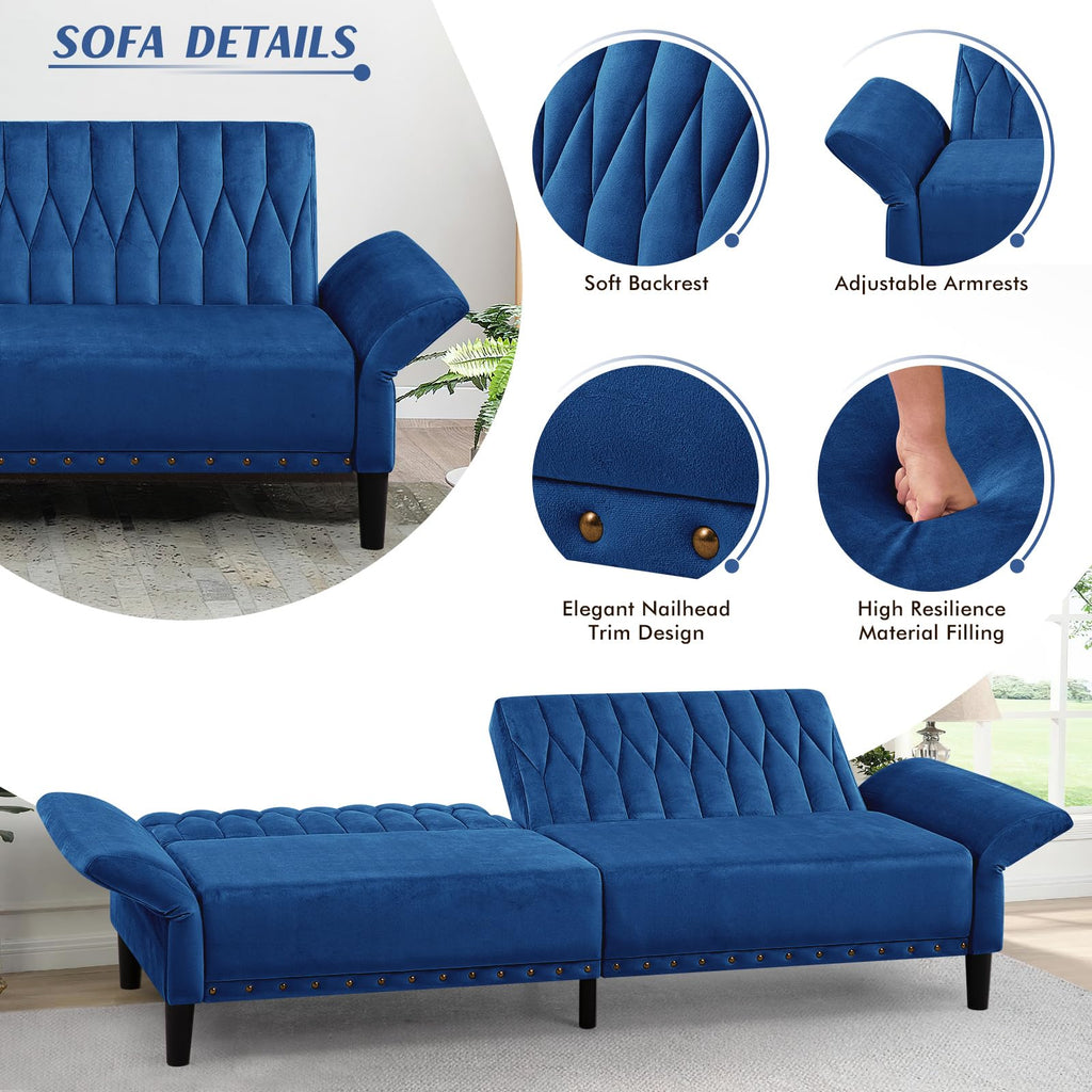 Blue Velvet Sofa Bed Q398080