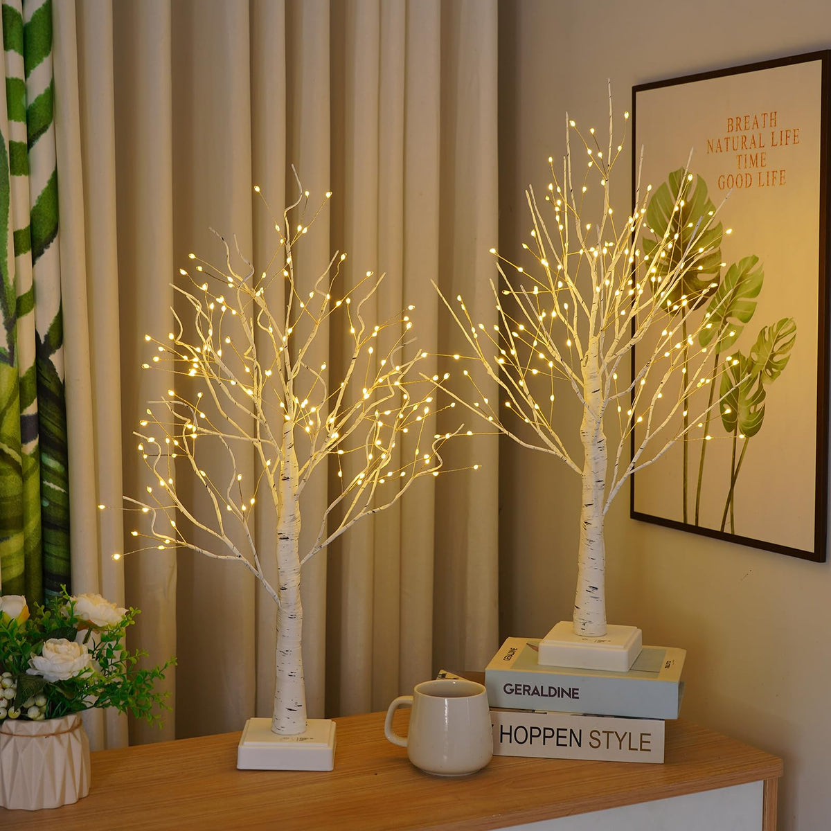2 Pack Artificial Tree Lamp with Timer J724