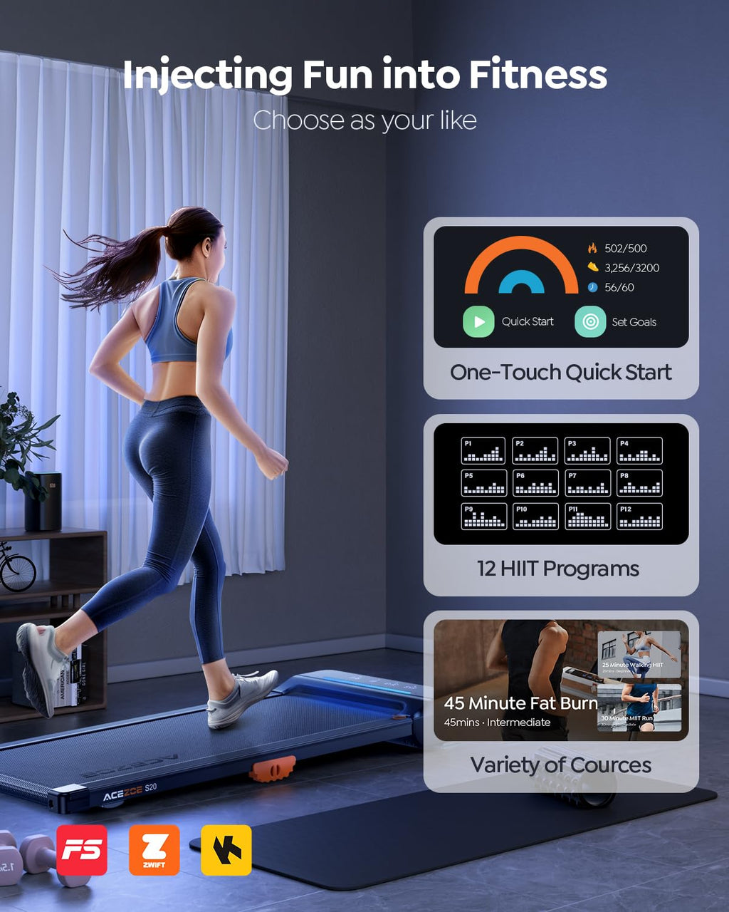 Walking Pad Treadmill with 10% Incline J256